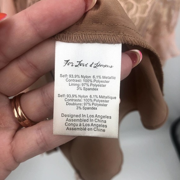 FOR LOVE & LEMONS Dress Bumble Pink Nude Ruffle Lace Mini Dress Size Large NEW - Picture 8 of 13